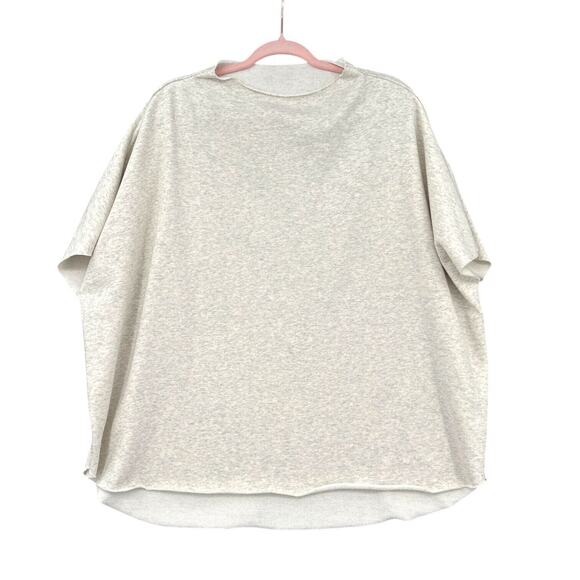 Fashion Heather Gray Funnel Neck Short Sleeve Oversized Capelet Top Large - Picture 1 of 9